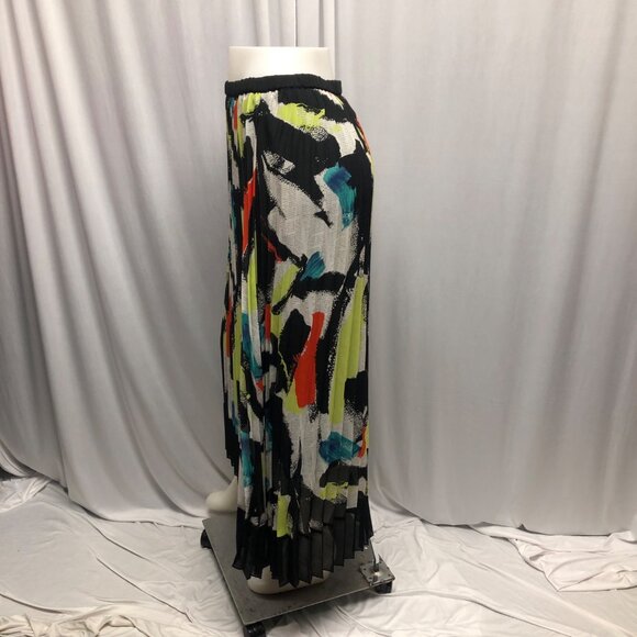 NY Collection Skirt Womens Size Small Abstract Pleated Asymmetrical Artistic - Picture 4 of 8